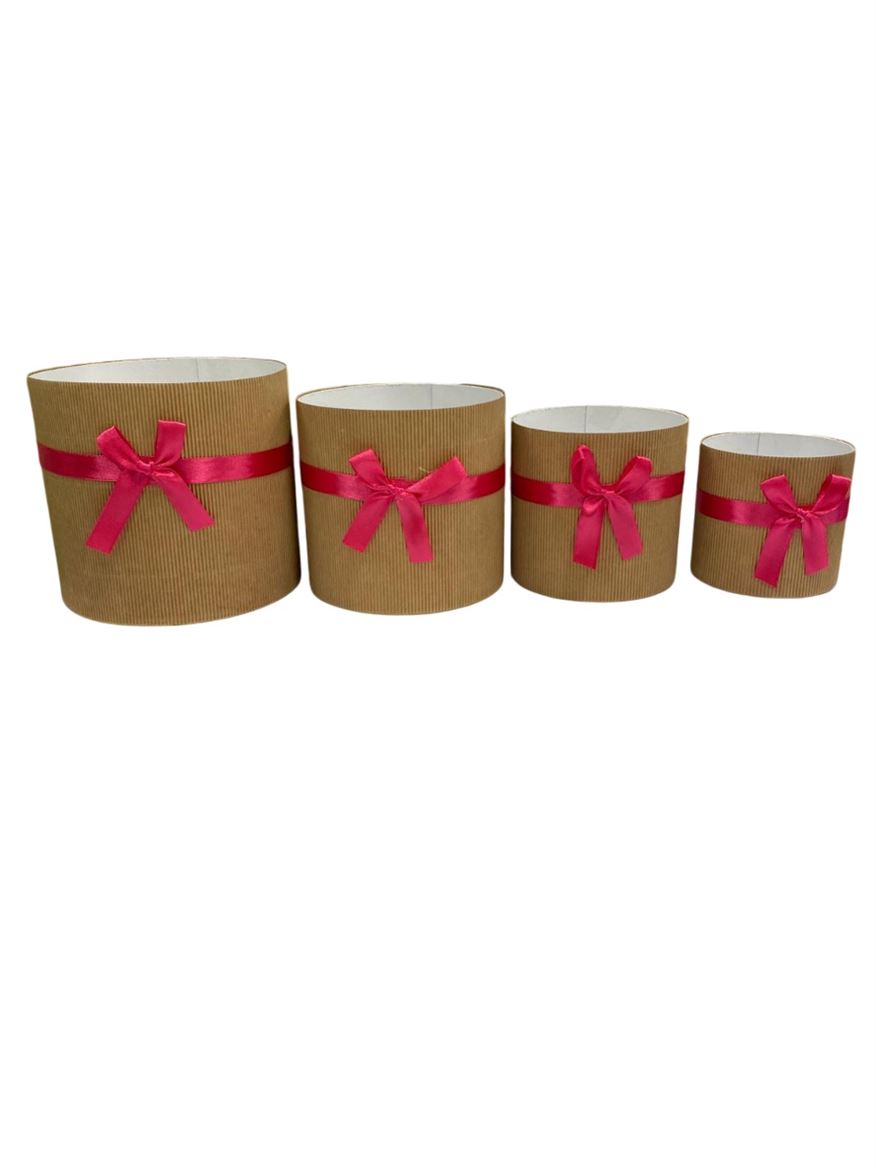 Box. Plissettato 4pz Fiocco H.pink - D.17-15-12-10