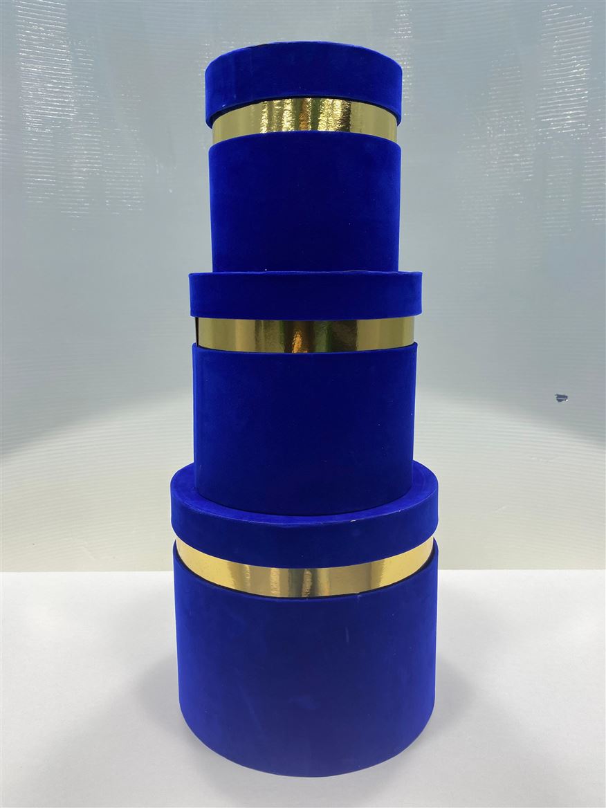 Box. Velvet Tris Blu Cobalto
