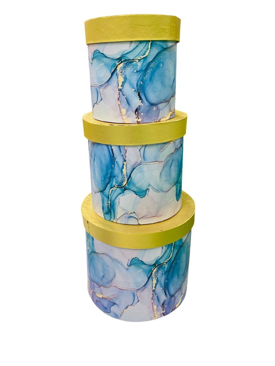 Box. Velvet Tris Marble Blu