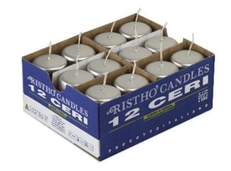 Candele. Cero D4xh7cm Vass.12pz Argento