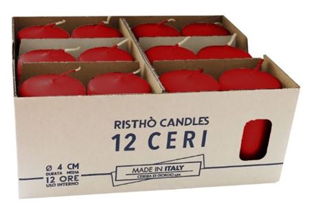 Candele. Cero D4xh7cm Vass.12pz Borgogna