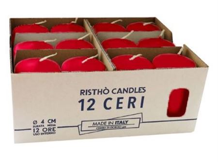 Candele. Cero D4xh7cm Vass.12pz Indian Red