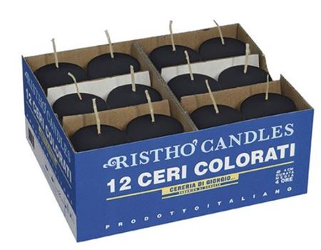 Candele. Cero D4xh7cm Vass.12pz Nero