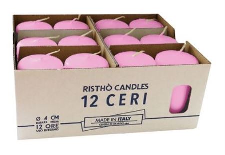 Candele. Cero D4xh7cm Vass.12pz Rosa Polvere