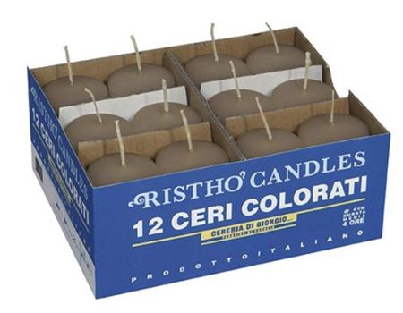 Candele. Cero D4xh7cm Vass.12pz Tortora