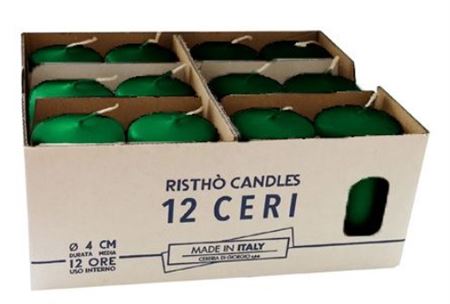 Candele. Cero D4xh7cm Vass.12pz Verde Scuro
