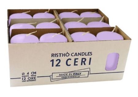 Candele. Cero D4xh7cm Vass.12pz Viola Polvere