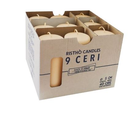 Candele. Cero D5xh12cm Vass.9pz Avorio