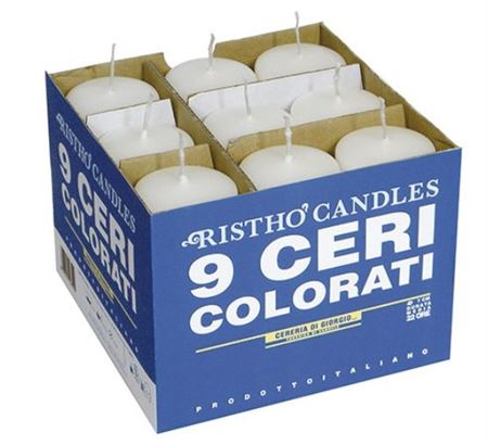Candele. Cero D5xh12cm Vass.9pz Bianco