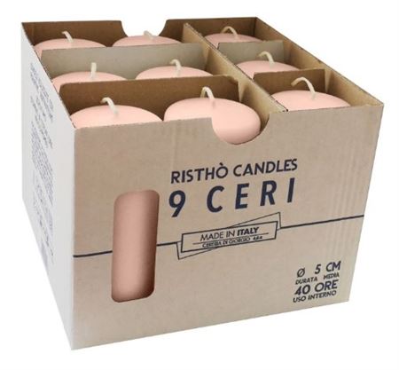 Candele. Cero D5xh12cm Vass.9pz Cipria-nude