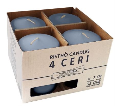 Candele. Cero D5xh12cm Vass.9pz Dusty Blue