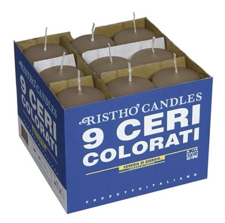 Candele. Cero D5xh12cm Vass.9pz Mocha