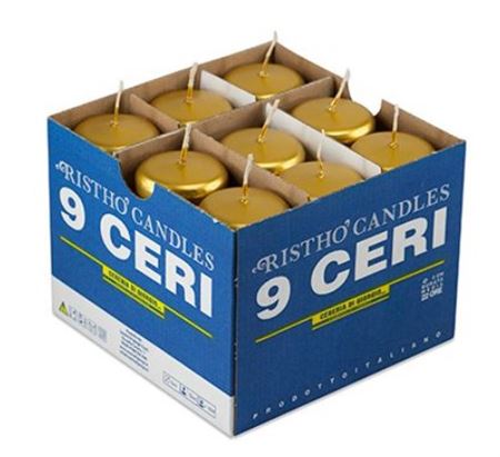Candele. Cero D5xh12cm Vass.9pz Oro