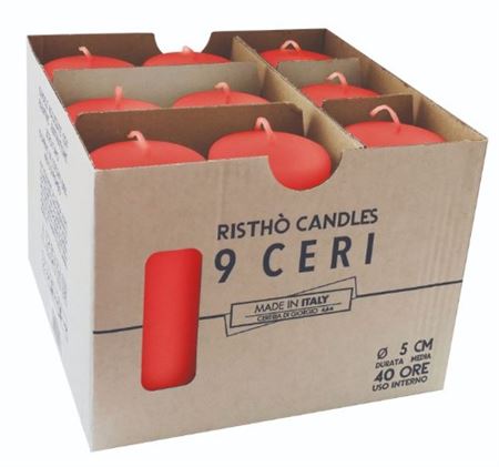 Candele. Cero D5xh12cm Vass.9pz Rosso