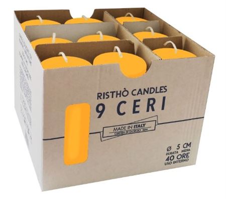 Candele. Cero D5xh12cm Vass.9pz Senape