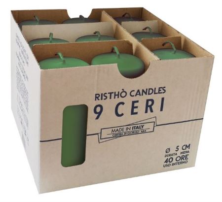 Candele. Cero D5xh12cm Vass.9pz Verde Oliva