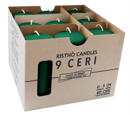 Candele. Cero D5xh12cm Vass.9pz Verde Scuro