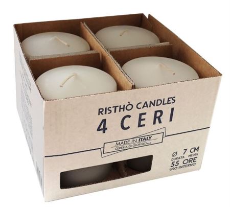 Candele. Cero D7xh10cm 4pz Ristho Bianco