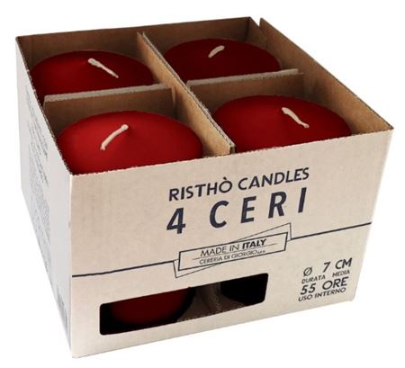 Candele. Cero D7xh10cm 4pz Ristho Bordeaux