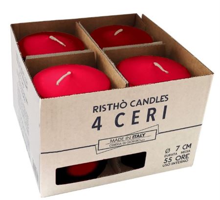 Candele. Cero D7xh10cm 4pz Ristho Indian Red