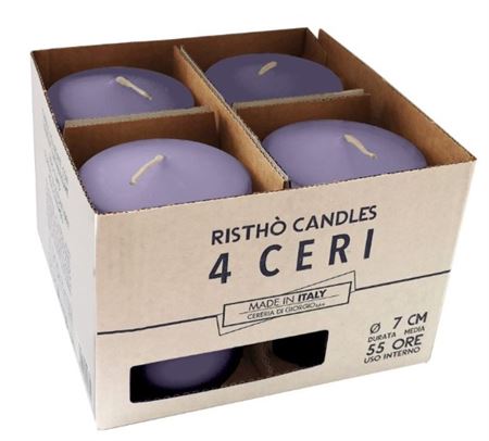 Candele. Cero D7xh10cm 4pz Ristho Lavanda