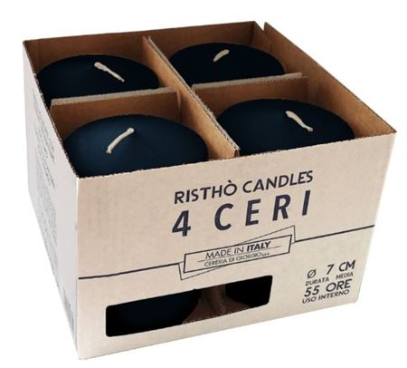 Candele. Cero D7xh10cm 4pz Ristho Nero