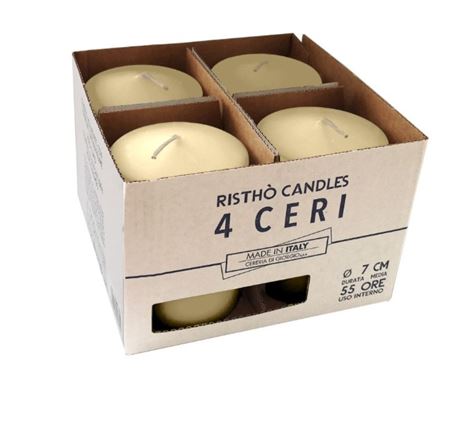 Candele. Cero D7xh10cm 4pz Ristho Panna