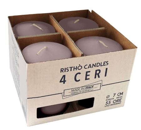 Candele. Cero D7xh10cm 4pz Ristho Prugna