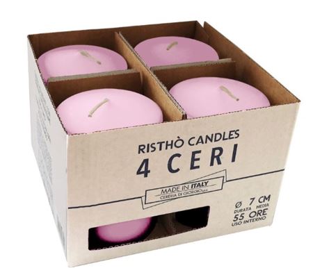 Candele. Cero D7xh10cm 4pz Ristho Rosa Polvere