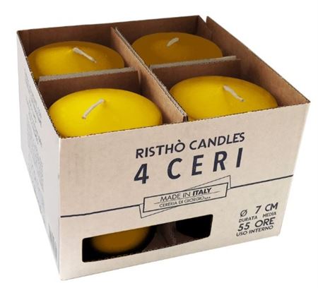 Candele. Cero D7xh10cm 4pz Ristho Senape-mustard