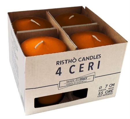 Candele. Cero D7xh10cm 4pz Ristho Terracotta