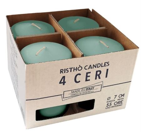 Candele. Cero D7xh10cm 4pz Ristho Vintage Green