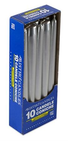 Candele. Conico Cm25 Vass.10pz Argento