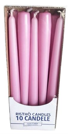 Candele. Conico Cm25 Vass.10pz Rosa Polvere