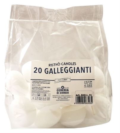 Candele. Gall. Ovale Busta 20pz Bianco