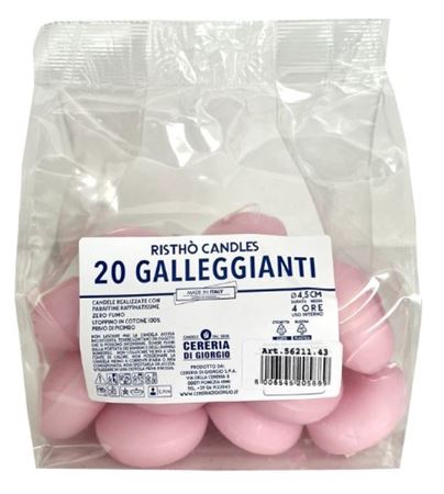 Candele. Gall. Ovale Busta 20pz Rosa Polvere