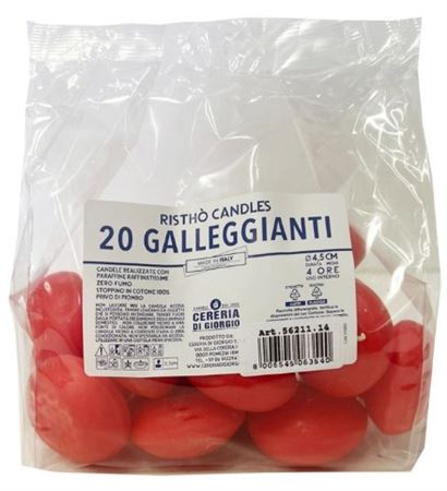 Candele. Gall. Ovale Busta 20pz Rosso