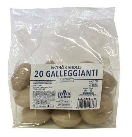 Candele. Gall. Ovale Busta 20pz Tortora