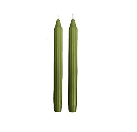 Candele. Scanalata Dorica 25cm 8pz. - Verde Oliva