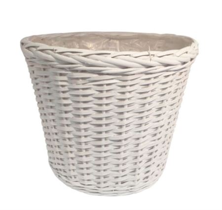Cesti Caspò. Bor. Treccia Bianco D.27 H.24cm