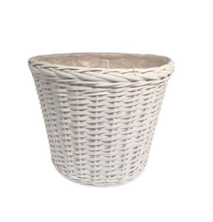 Cesti Caspò. Bor.treccia Bianco D16h14 B. D11.5cm