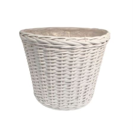 Cesti Caspò. Bor.treccia Bianco D18h16 B. D11.5cm