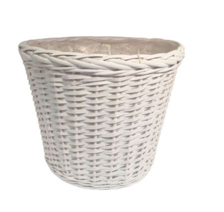 Cesti Caspò. Bor.treccia Bianco D25h22 B. D18.5cm