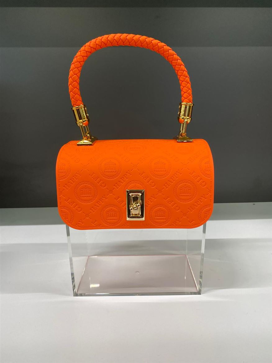 Deco. Borsetta Plexiglass Manico Arancio - 15.5x10