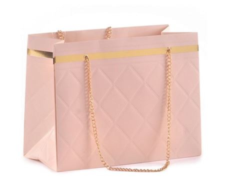 Deco. Borsina Rosa Riga Oro Con Catenelle 22x10h.1