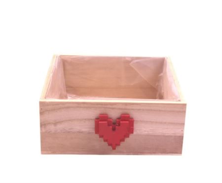 Deco. Cassetta Legno Quadra Cuore Pixel 22.5x22.5
