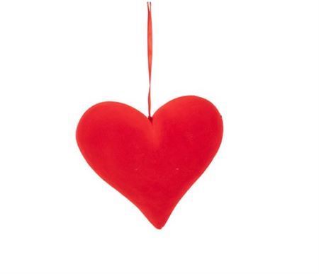 Deco. Cuore In Velluto Rosso Da Appendere 20x20cm