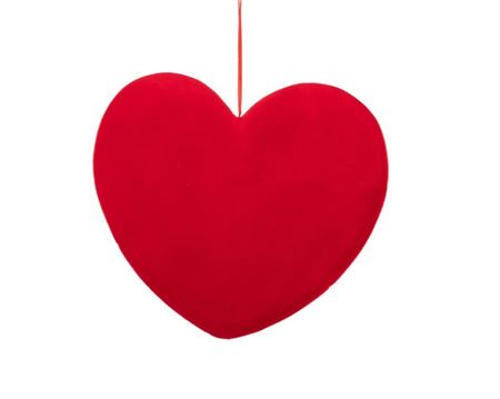 Deco. Cuore In Velluto Rosso Da Appendere 45x45cm