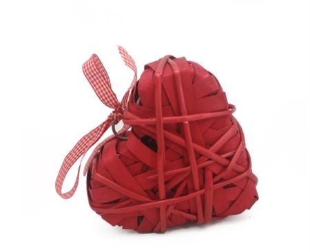 Deco. Cuore Pieno 17x14h.9cm Vimini Rosso