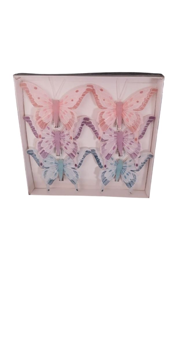 Deco. Farfalla 8cm Mix Colors - 6 Pz
